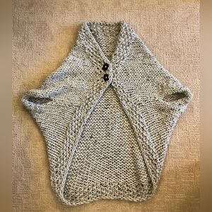 🩶🌸 Handmade Gray Cocoon Wrap Oversized Knit Cardigan Sweater OS EUC